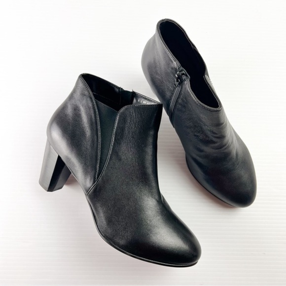 David Tate Booties womens 9.5 Black Pikie Leather Ankle Boots Winter Fashion - Picture 2 of 14